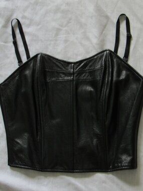 Y2K Wilsons Leather Maxima Black Leather Corset Top Womens M Bustier Crop Cami